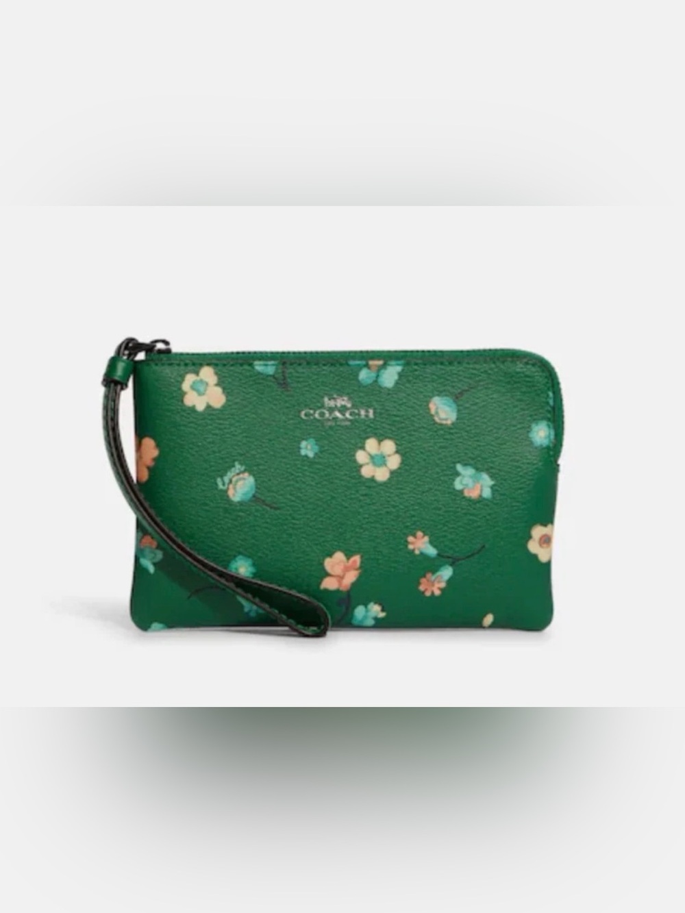 Coach C8701 Corner Zip Wristlet Mystical Floral Print Green Multi